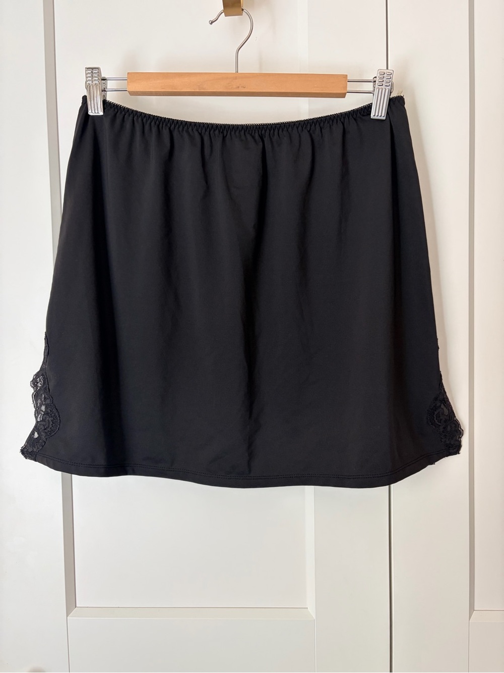 Bali Black Half Slip Mini Skirt with Lace Side Panels | M